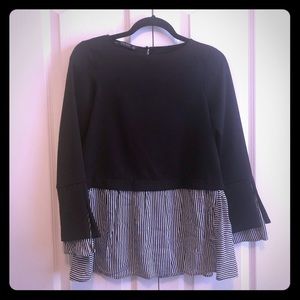 XS Zara layered-look top. Black & white.